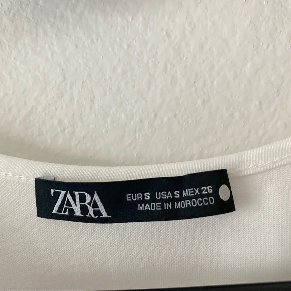ZARA size S white poplin blouse oversized puff sleeve